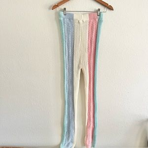 Hot & Delicious Pastel Striped Crochet Pants Sz L